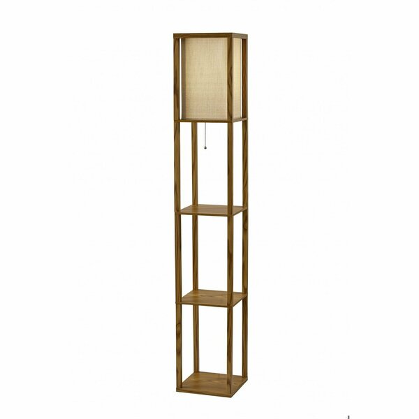 Homeroots Floor Lamp with Natural Wood Finish Storage Shelves 372525